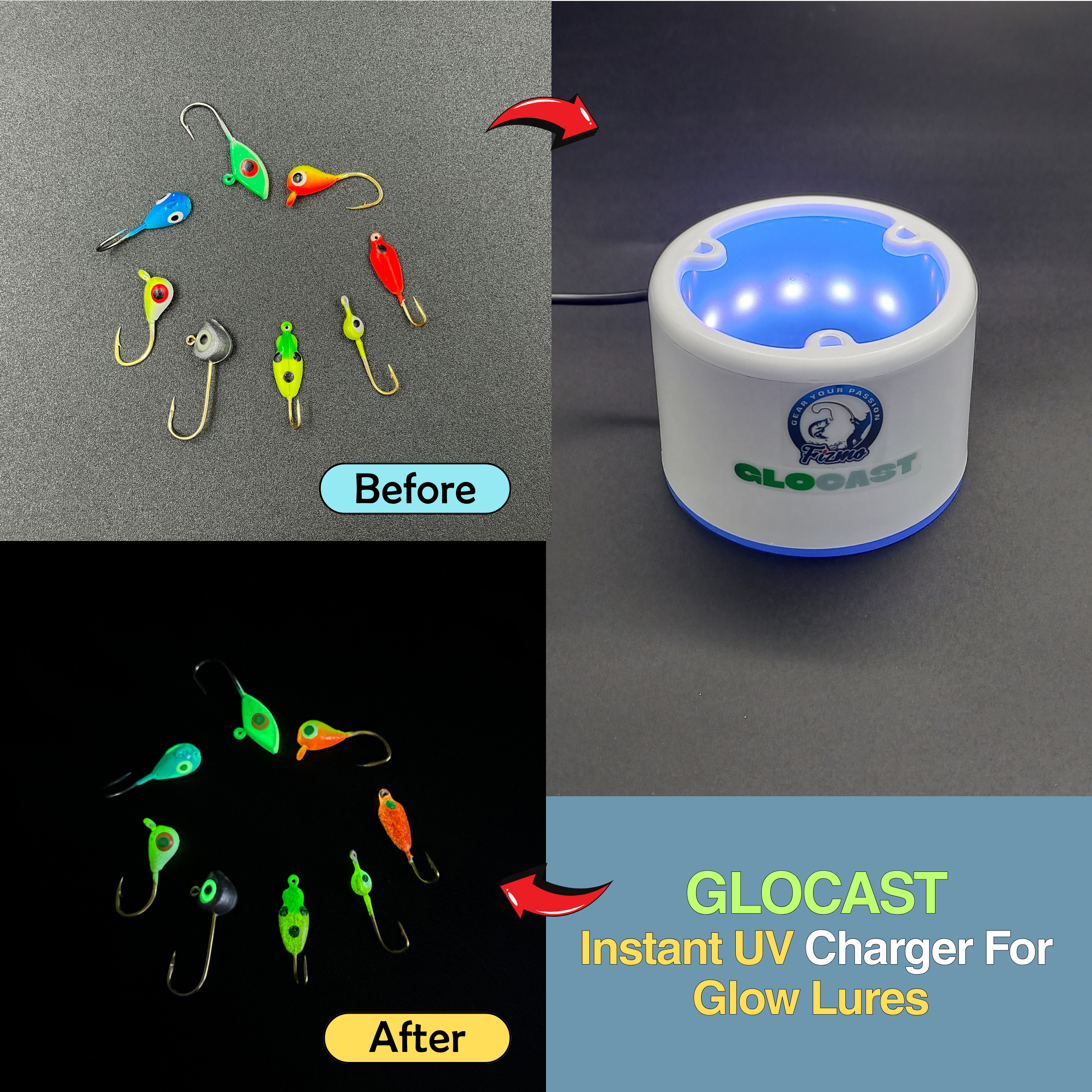 black light for charging fishing lures Aramish GloCast Mini